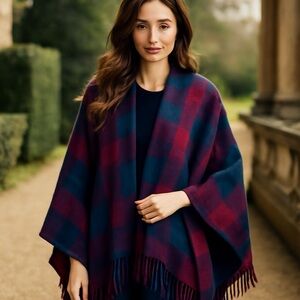 Vintage Scottish Tartan Lambswool Poncho Wrap – Highland Home Industries